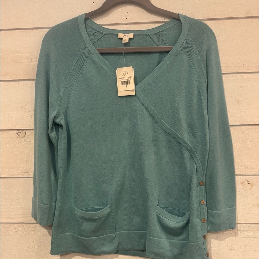 J. Jill NWT Enamel Blue top with Button Details in size small 100% cotton - Picture 8 of 15